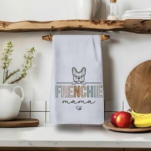 x2 Kitchen Tea Towels - Waffle Texture - Frenchie Mama French Bulldog Print